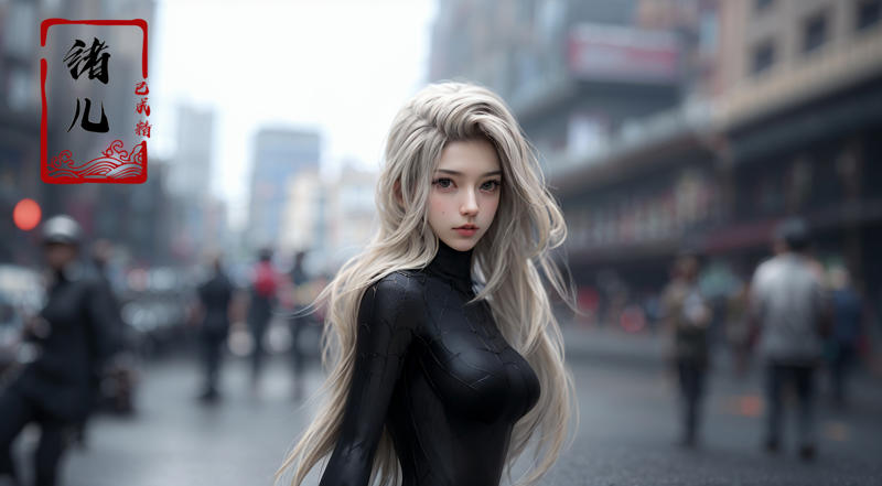 606247209521969427-2895176131-blurry, blurry_background, blurry_foreground, depth_of_field, motion_blur, 1girl, bokeh, long_hair, solo，__lora_绪儿-蜘蛛侠 black Spi.jpg